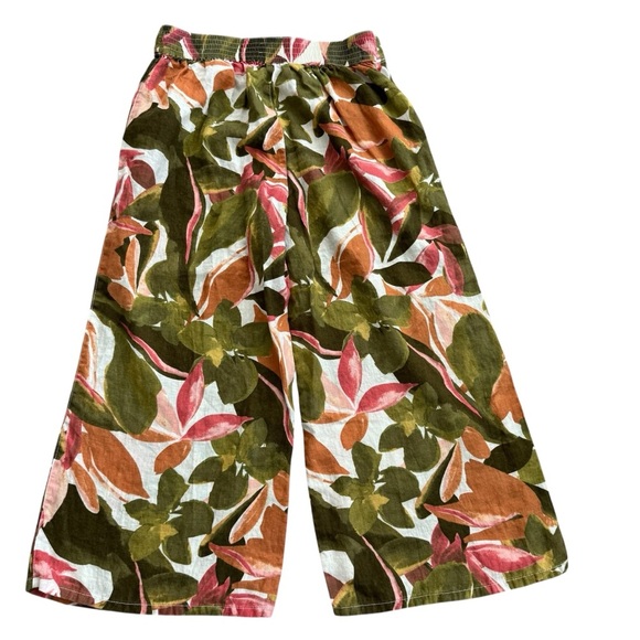 Tahari 100% Linen Pants Sz M Tropical Abstract Pull On Elastic Waist High Rise - Picture 5 of 8